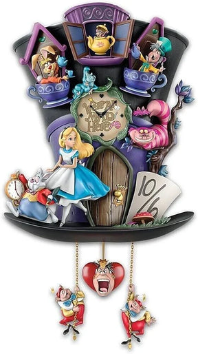 Relógio cuco de parede Alice no País das Maravilhas "Chapeleiro Louco"